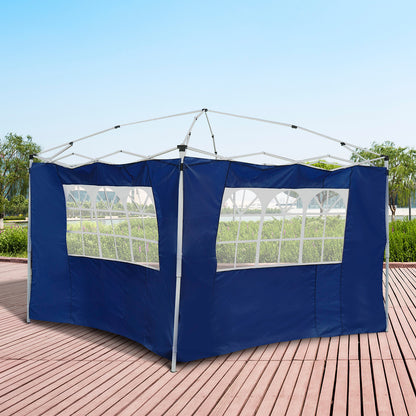 2 Side Walls for 3x2 Tent Gazebo Side Parasol Oxford Fabric with 2 Windows Suitable for 3x3 3x6 Blue