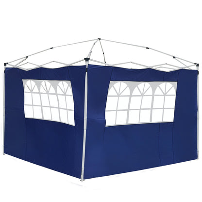 2 Side Walls for 3x2 Tent Gazebo Side Parasol Oxford Fabric with 2 Windows Suitable for 3x3 3x6 Blue