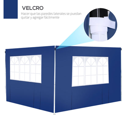2 Side Walls for 3x2 Tent Gazebo Side Parasol Oxford Fabric with 2 Windows Suitable for 3x3 3x6 Blue