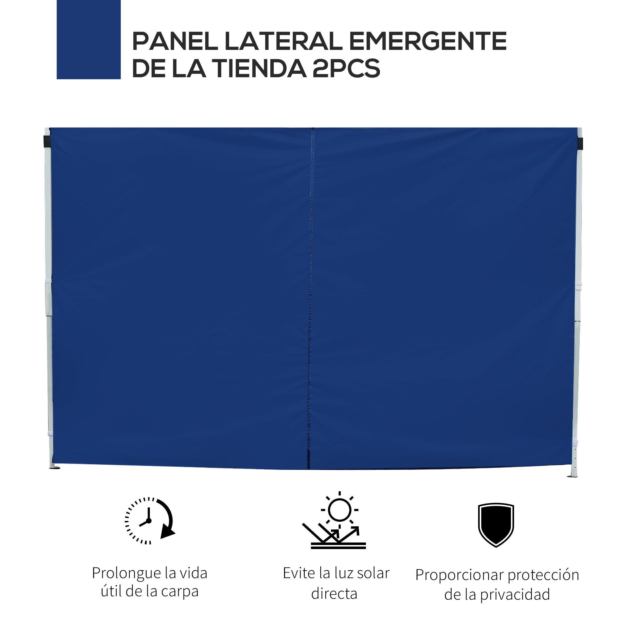 2 Side Walls for 3x2 Tent Gazebo Side Parasol Oxford Fabric with 2 Windows Suitable for 3x3 3x6 Blue