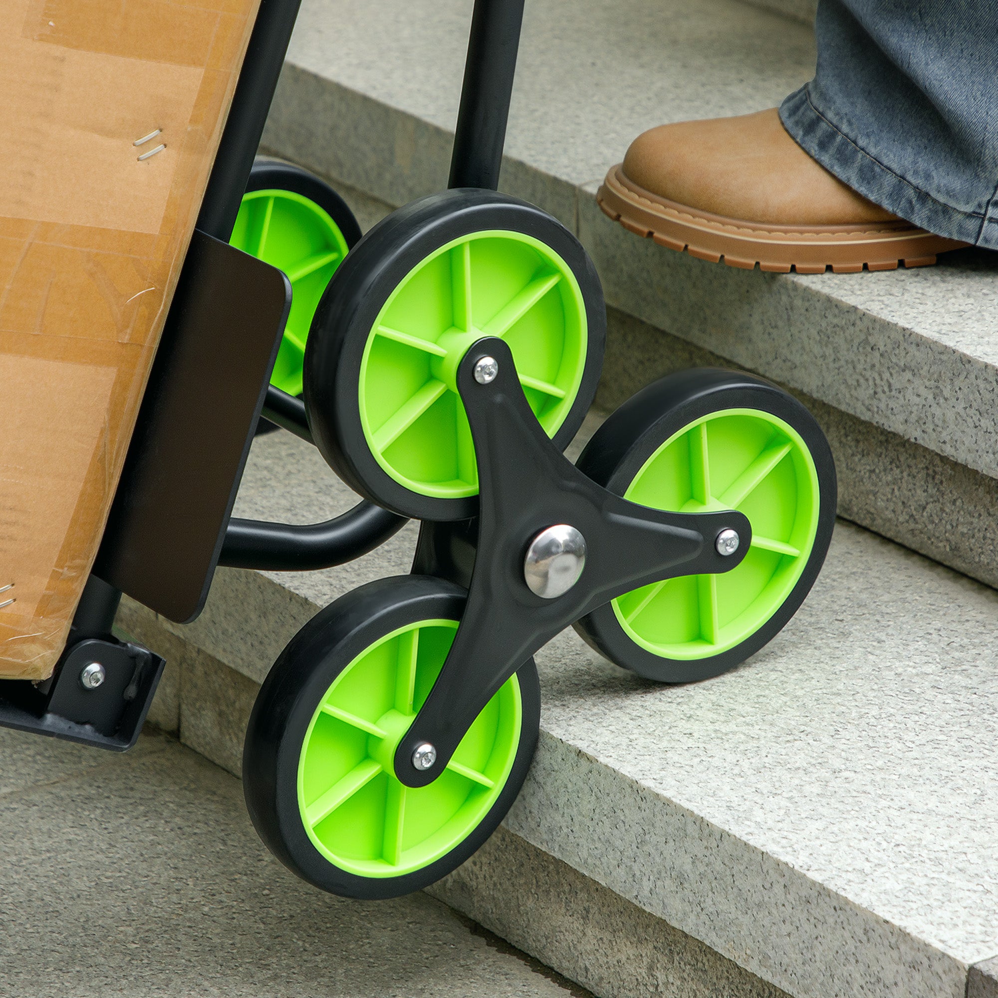 Folding Stair-Climber Hand Truck with Steel Frame, Max 120 kg (106.5 cm) – Moving Dolly for Home, Workshop, Storage, Green