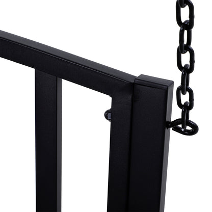 Hanging Bench 2-Seater Garden Swing Swing Bench Hollywood Swing Suspended Bench with Chains Metal Black 127 x 60 x 53 cm