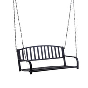 Hanging Bench 2-Seater Garden Swing Swing Bench Hollywood Swing Suspended Bench with Chains Metal Black 127 x 60 x 53 cm