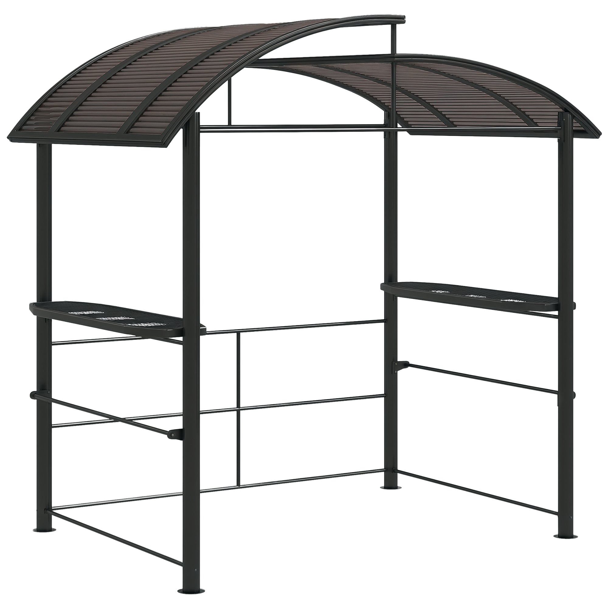 Grill Gazebo with Flame-Retardant Roof, BBQ Gazebo with 2 Shelves, Grill Canopy with UV Protection, Pergola for Garden, Balcony, Steel PC Dark Gray, 240 x 150 x 230 cm