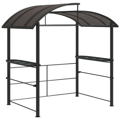 Grill Gazebo with Flame-Retardant Roof, BBQ Gazebo with 2 Shelves, Grill Canopy with UV Protection, Pergola for Garden, Balcony, Steel PC Dark Gray, 240 x 150 x 230 cm