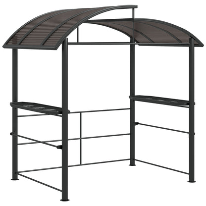 Grill Gazebo with Flame-Retardant Roof, BBQ Gazebo with 2 Shelves, Grill Canopy with UV Protection, Pergola for Garden, Balcony, Steel PC Dark Gray, 240 x 150 x 230 cm