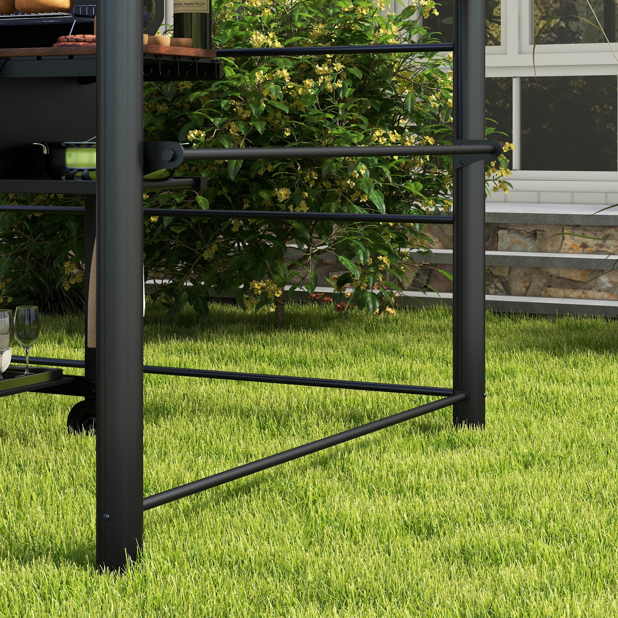 Grill Gazebo with Flame-Retardant Roof, BBQ Gazebo with 2 Shelves, Grill Canopy with UV Protection, Pergola for Garden, Balcony, Steel PC Dark Gray, 240 x 150 x 230 cm
