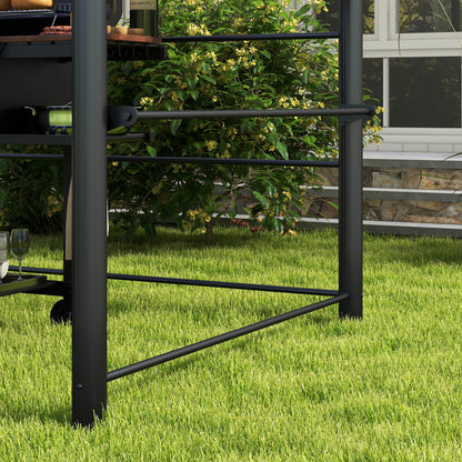 Grill Gazebo with Flame-Retardant Roof, BBQ Gazebo with 2 Shelves, Grill Canopy with UV Protection, Pergola for Garden, Balcony, Steel PC Dark Gray, 240 x 150 x 230 cm