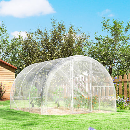 Garden Tunnel Greenhouse 3 x 3 x 2m 97 ft² with Hinged Door PE 150g/m² Cover for Vegetables Plants Flowers