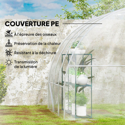 Garden Tunnel Greenhouse 3 x 3 x 2m 97 ft² with Hinged Door PE 150g/m² Cover for Vegetables Plants Flowers
