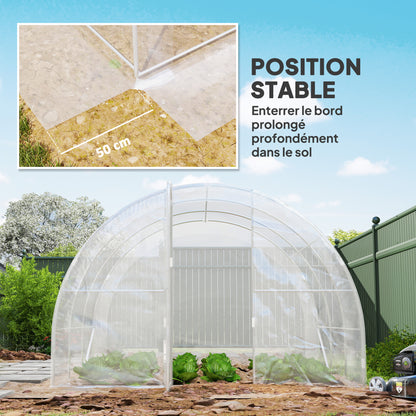 Garden Tunnel Greenhouse 3 x 3 x 2m 97 ft² with Hinged Door PE 150g/m² Cover for Vegetables Plants Flowers