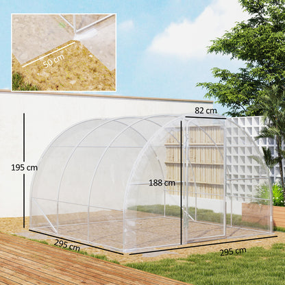 Garden Tunnel Greenhouse 3 x 3 x 2m 97 ft² with Hinged Door PE 150g/m² Cover for Vegetables Plants Flowers