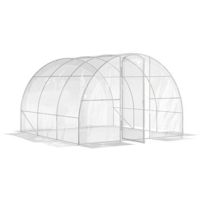 Garden Tunnel Greenhouse 3 x 3 x 2m 97 ft² with Hinged Door PE 150g/m² Cover for Vegetables Plants Flowers