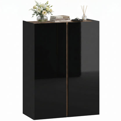 Shoe Cabinet with Soft-Close Safety Doors, 6-Tier Storage for up to 18 Pairs, Handleless Design, High-Gloss Black