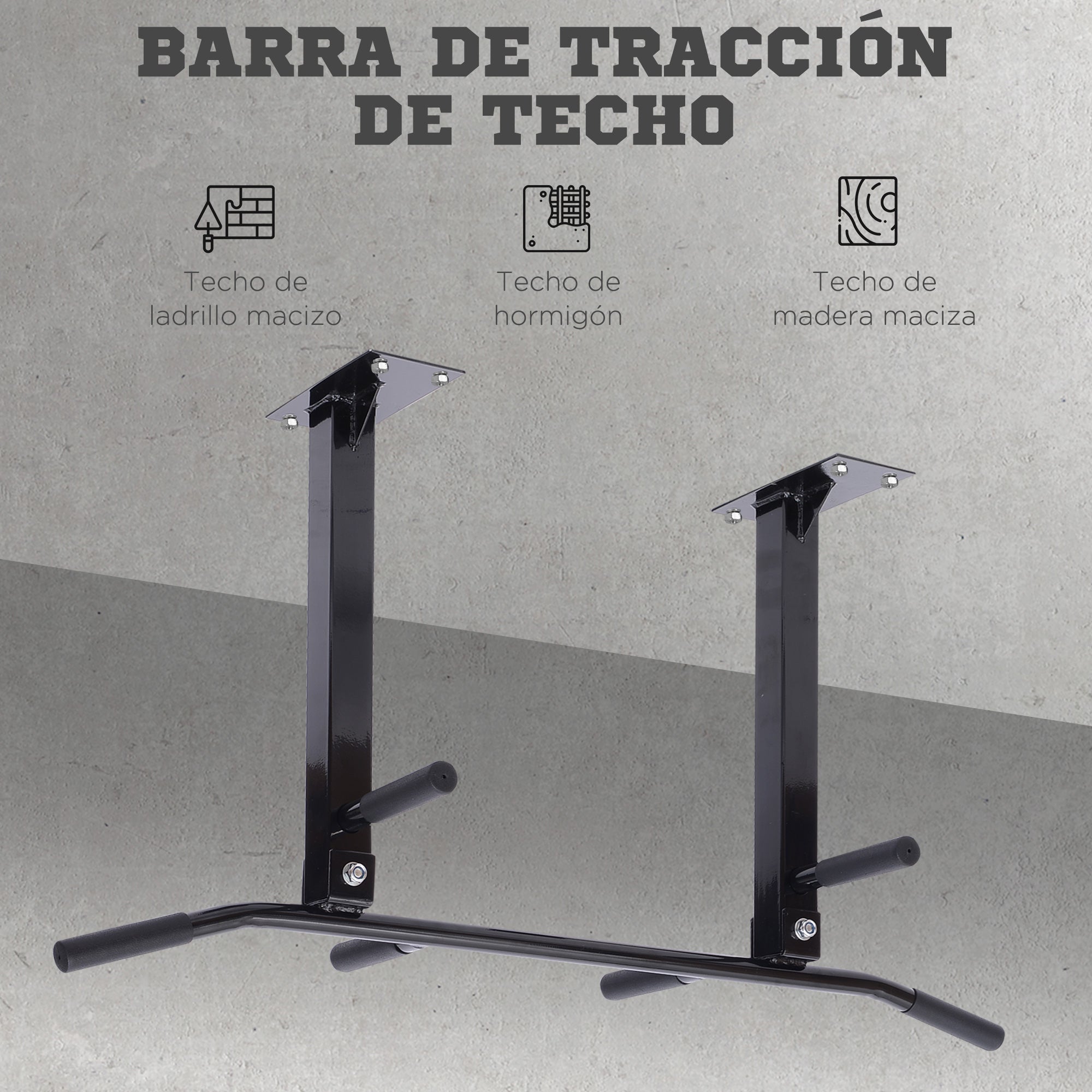 Ceiling Pull Up Bar Steel Chin-Up Bar Home Gym Pull-Up Bar with 150 kg Weight Capacity 105.5x28x49 cm Black