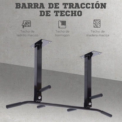 Ceiling Pull Up Bar Steel Chin-Up Bar Home Gym Pull-Up Bar with 150 kg Weight Capacity 105.5x28x49 cm Black