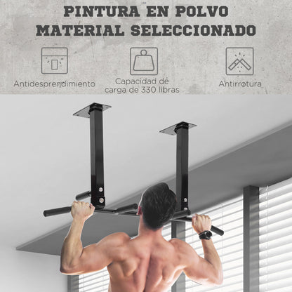 Ceiling Pull Up Bar Steel Chin-Up Bar Home Gym Pull-Up Bar with 150 kg Weight Capacity 105.5x28x49 cm Black