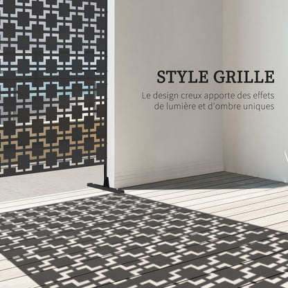 Decorative Garden Panel Outdoor Partition with Geometric Metal Cutout Design - 122 x 45 x 198 cm, black