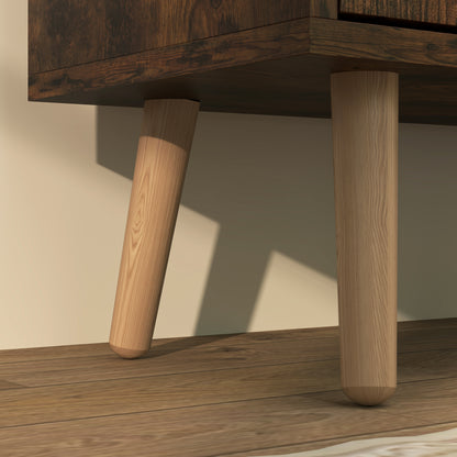 Entry Shoe Cabinet with 4 Flip-Top Drawers, 2 Levels for 16 Pairs of Shoes, Space-Saving Shoe Cabinet with Adjustable Shelves in Chipboard and Pine Wood, 95x26x95 cm, Brown