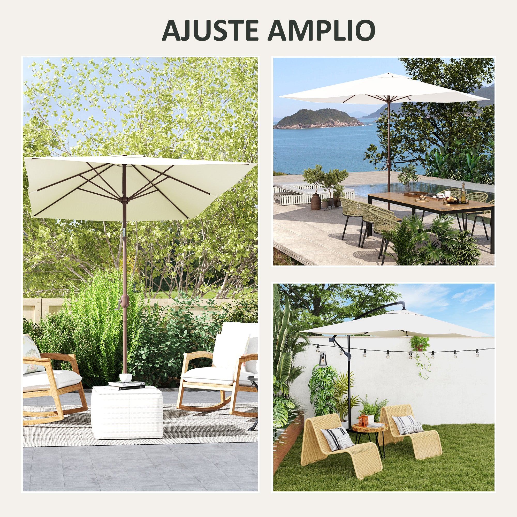 3x2m Umbrella Replacement Canopy Umbrella Canopy Replacement for Patio Umbrella with Top Vent UV Protection 50+ Replacement Cover for Outdoor Parasol Beige