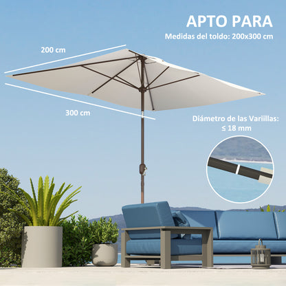 3x2m Umbrella Replacement Canopy Umbrella Canopy Replacement for Patio Umbrella with Top Vent UV Protection 50+ Replacement Cover for Outdoor Parasol Beige