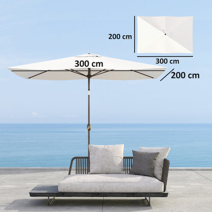 3x2m Umbrella Replacement Canopy Umbrella Canopy Replacement for Patio Umbrella with Top Vent UV Protection 50+ Replacement Cover for Outdoor Parasol Beige
