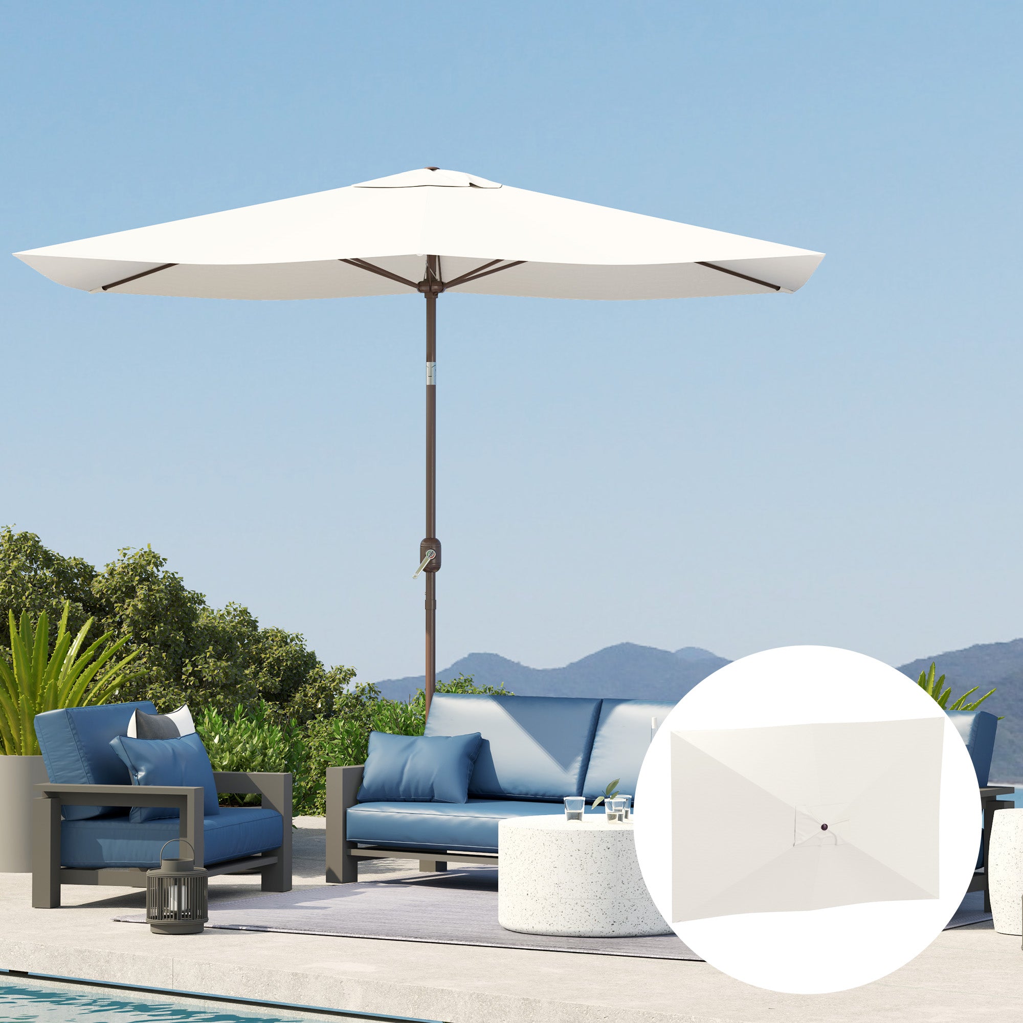 3x2m Umbrella Replacement Canopy Umbrella Canopy Replacement for Patio Umbrella with Top Vent UV Protection 50+ Replacement Cover for Outdoor Parasol Beige