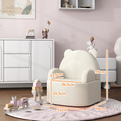 Kids Chair, Kids Sofa with Soft Teddy Fleece, Bear Shape, Children's Chair for Kids from 1.5 Years Old, Children's Room, Playroom, Beige