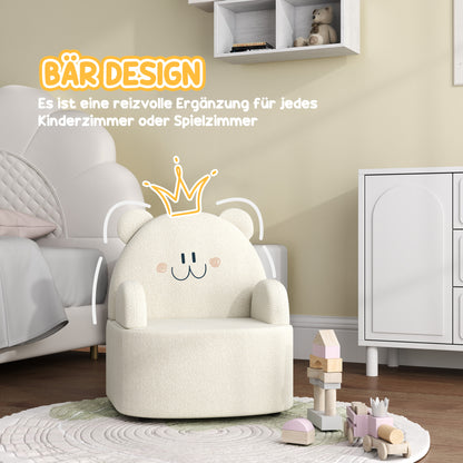 Kids Chair, Kids Sofa with Soft Teddy Fleece, Bear Shape, Children's Chair for Kids from 1.5 Years Old, Children's Room, Playroom, Beige