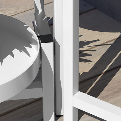 3-Tier Folding Plant Stand Metal Plant Holder with 3 Round Shelves Pot Stand for Indoor and Outdoor 40x40x42 cm White