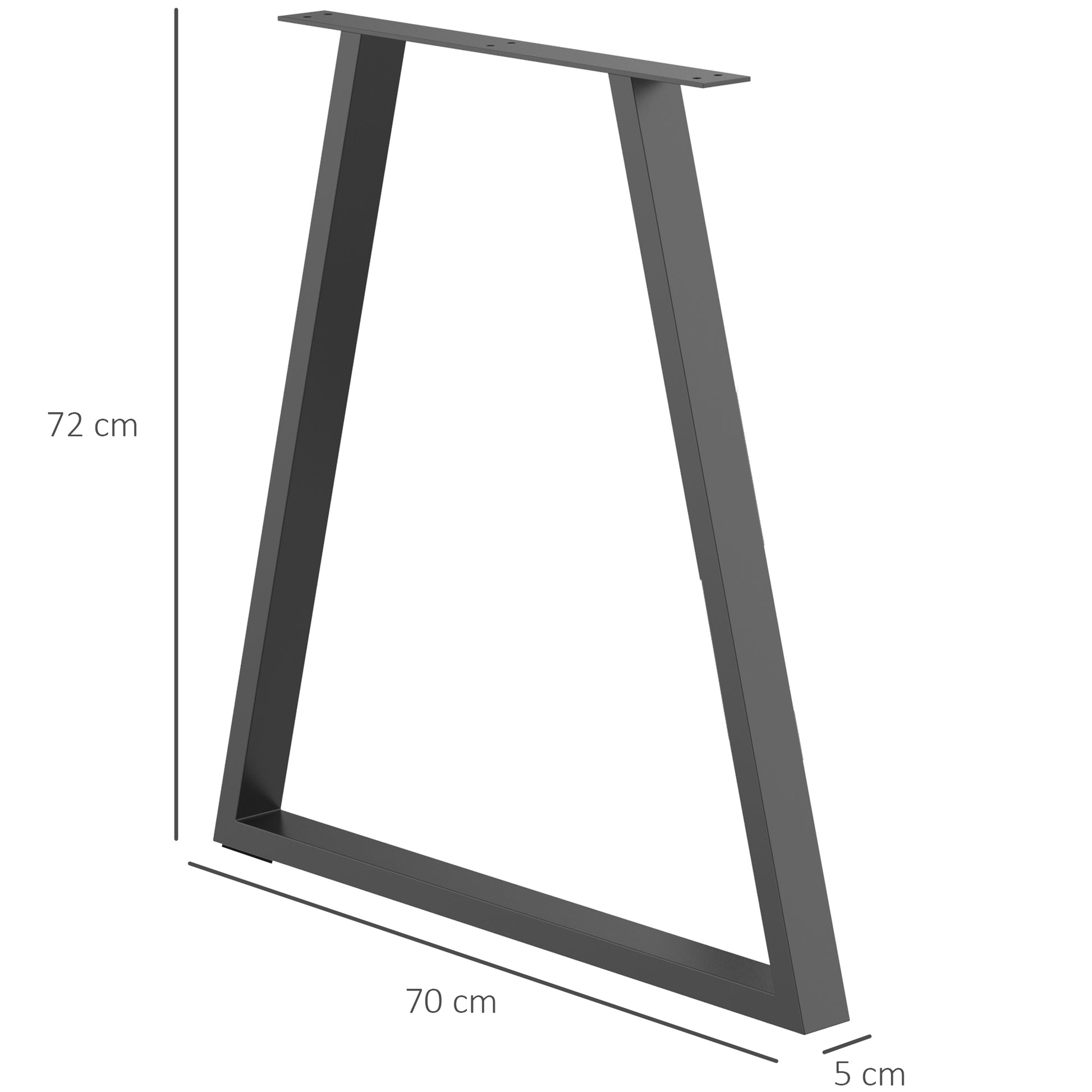 Table Legs, Set of 2 Table Bases, Triangular Furniture Feet made of Steel, 70 x 72 cm Table Frame for Dining Table, Coffee Table, Desk, Steel, Black