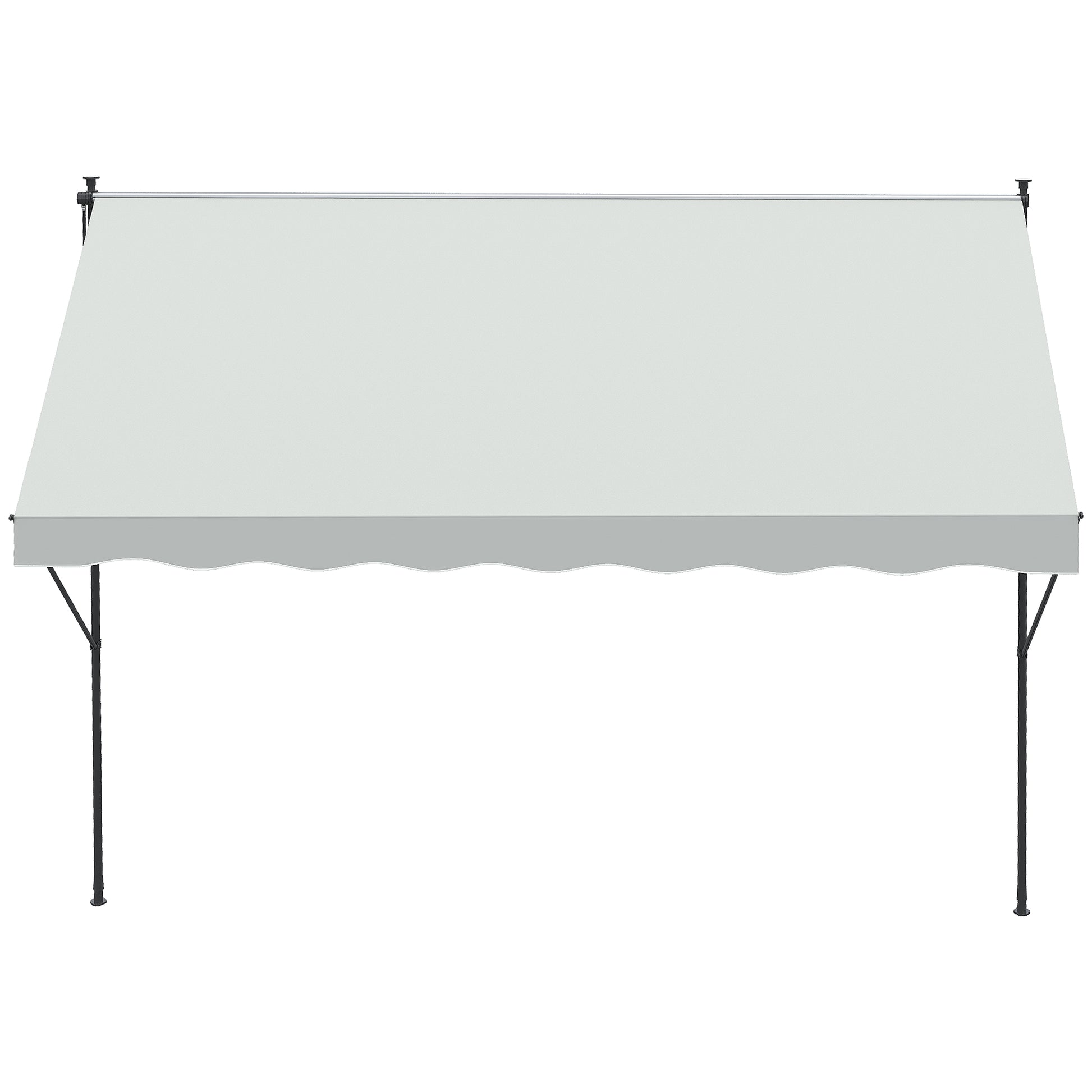 Retractable Manual Awning 3x1.75 m Outdoor Terrace Awning Adjustable Height with Crank 210-310 cm No Drill for Balcony Garden Cream