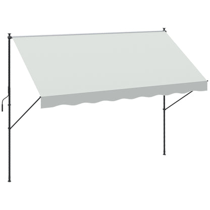 Retractable Manual Awning 3x1.75 m Outdoor Terrace Awning Adjustable Height with Crank 210-310 cm No Drill for Balcony Garden Cream