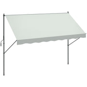Retractable Manual Awning 3x1.75 m Outdoor Terrace Awning Adjustable Height with Crank 210-310 cm No Drill for Balcony Garden Cream