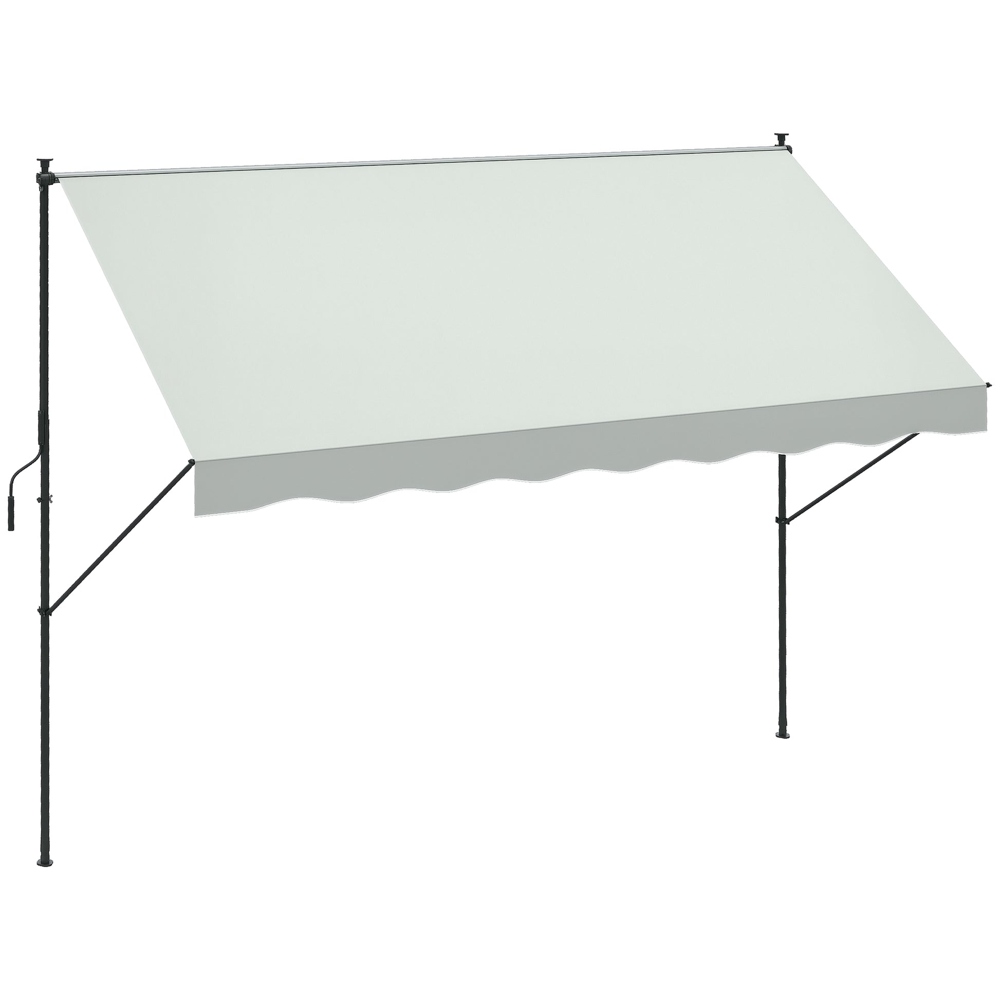 Retractable Manual Awning 3x1.75 m Outdoor Terrace Awning Adjustable Height with Crank 210-310 cm No Drill for Balcony Garden Cream