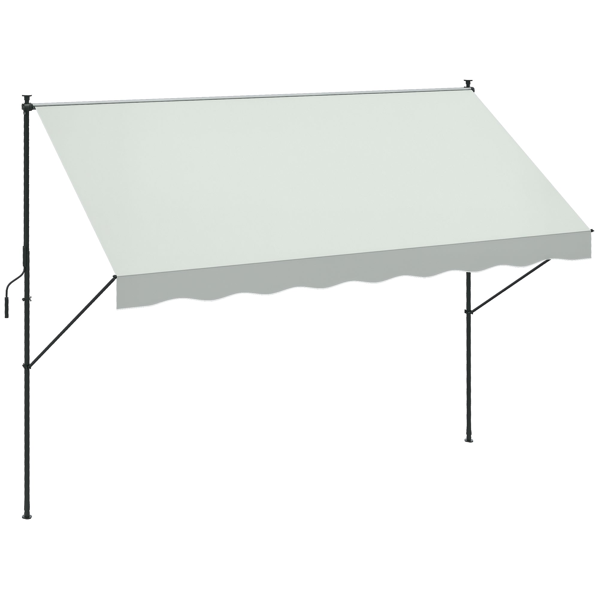Retractable Manual Awning 3x1.75 m Outdoor Terrace Awning Adjustable Height with Crank 210-310 cm No Drill for Balcony Garden Cream