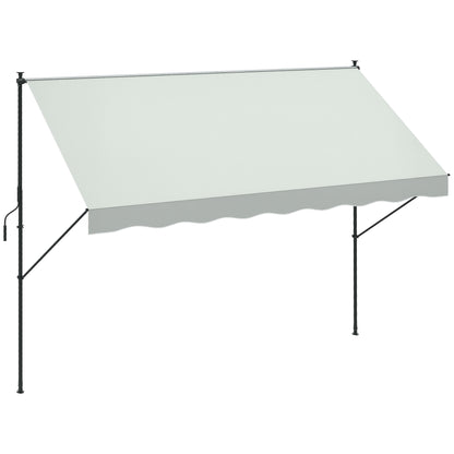 Retractable Manual Awning 3x1.75 m Outdoor Terrace Awning Adjustable Height with Crank 210-310 cm No Drill for Balcony Garden Cream