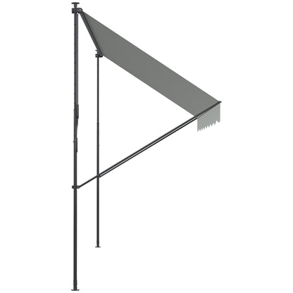 Retractable Manual Awning 3x1.75 m Outdoor Terrace Awning Adjustable Height with Crank 210-310 cm No Drill for Balcony Garden Cream