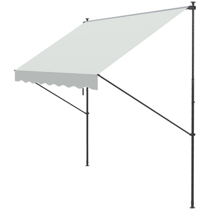 Retractable Manual Awning 3x1.75 m Outdoor Terrace Awning Adjustable Height with Crank 210-310 cm No Drill for Balcony Garden Cream