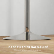 Round Bar Table High Kitchen Table Adjustable Height 69-91 cm with 360° Rotating Tabletop Natural and Gray Steel Base