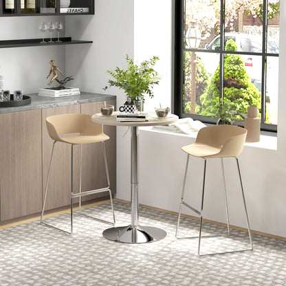 Round Bar Table High Kitchen Table Adjustable Height 69-91 cm with 360° Rotating Tabletop Natural and Gray Steel Base