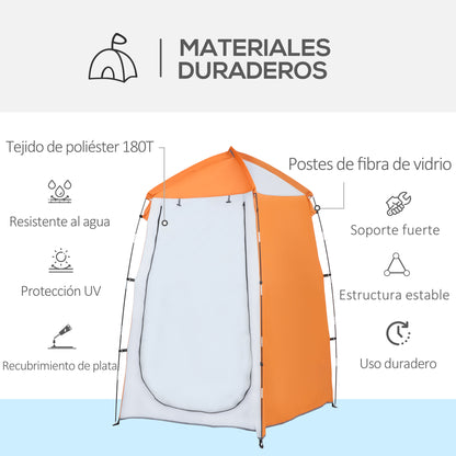 Portable Camping Shower Tent UV25+ Privacy Tent Instant Tent for Bathroom Dressing Room Toilet with Window Pocket and Carry Bag 123x121x198 cm Orange