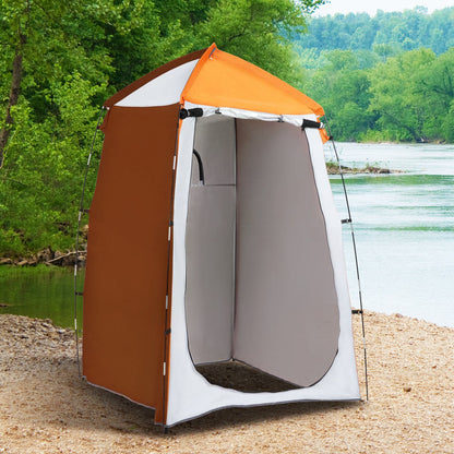 Portable Camping Shower Tent UV25+ Privacy Tent Instant Tent for Bathroom Dressing Room Toilet with Window Pocket and Carry Bag 123x121x198 cm Orange