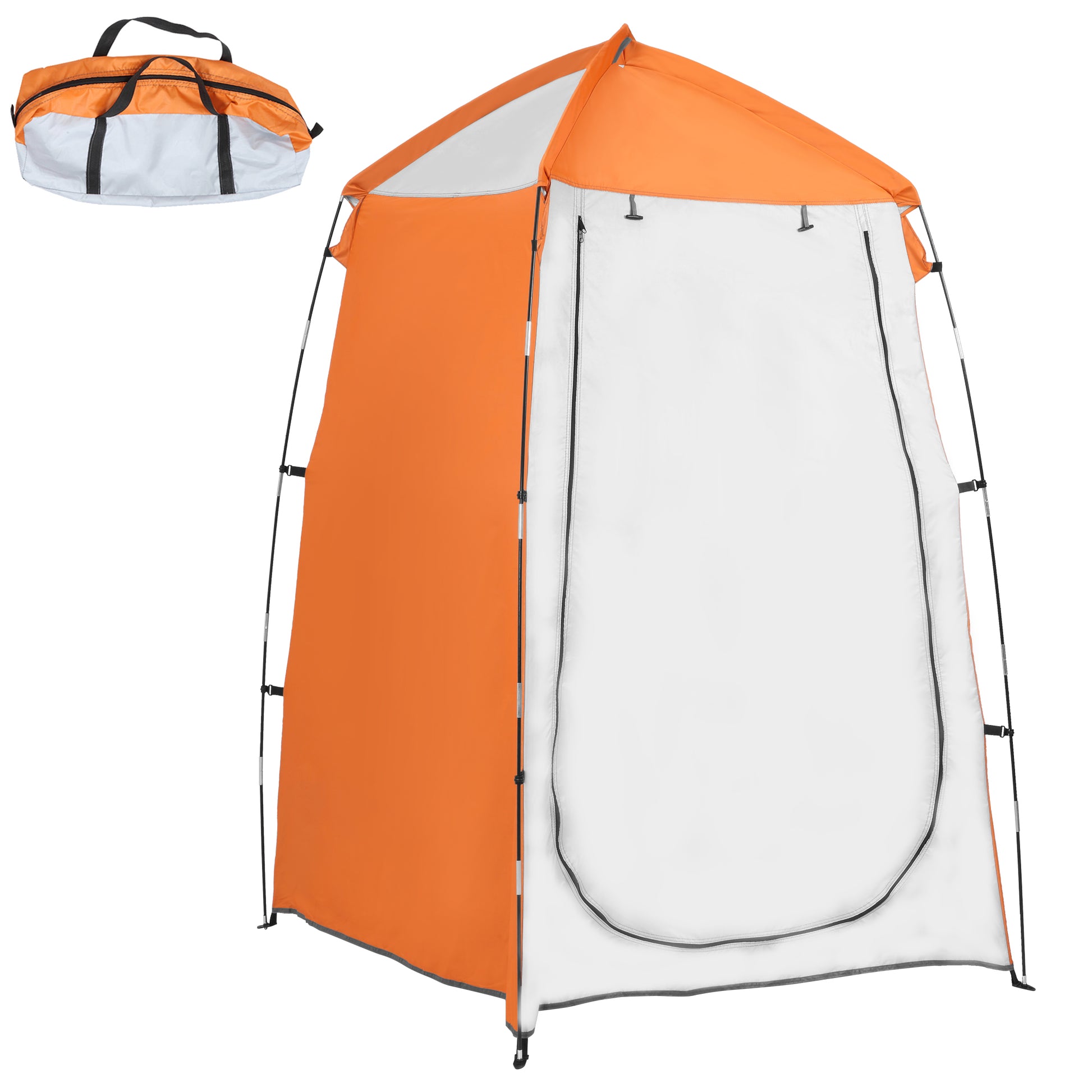 Portable Camping Shower Tent UV25+ Privacy Tent Instant Tent for Bathroom Dressing Room Toilet with Window Pocket and Carry Bag 123x121x198 cm Orange