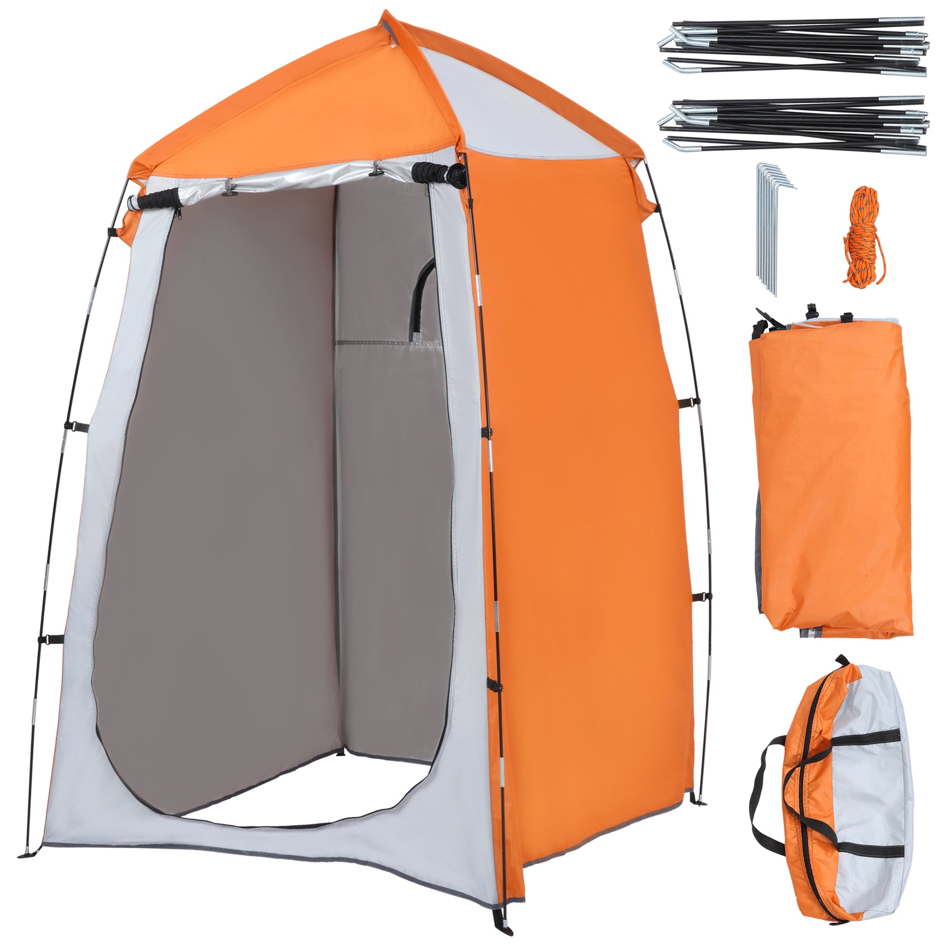 Portable Camping Shower Tent UV25+ Privacy Tent Instant Tent for Bathroom Dressing Room Toilet with Window Pocket and Carry Bag 123x121x198 cm Orange