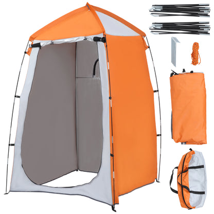 Portable Camping Shower Tent UV25+ Privacy Tent Instant Tent for Bathroom Dressing Room Toilet with Window Pocket and Carry Bag 123x121x198 cm Orange