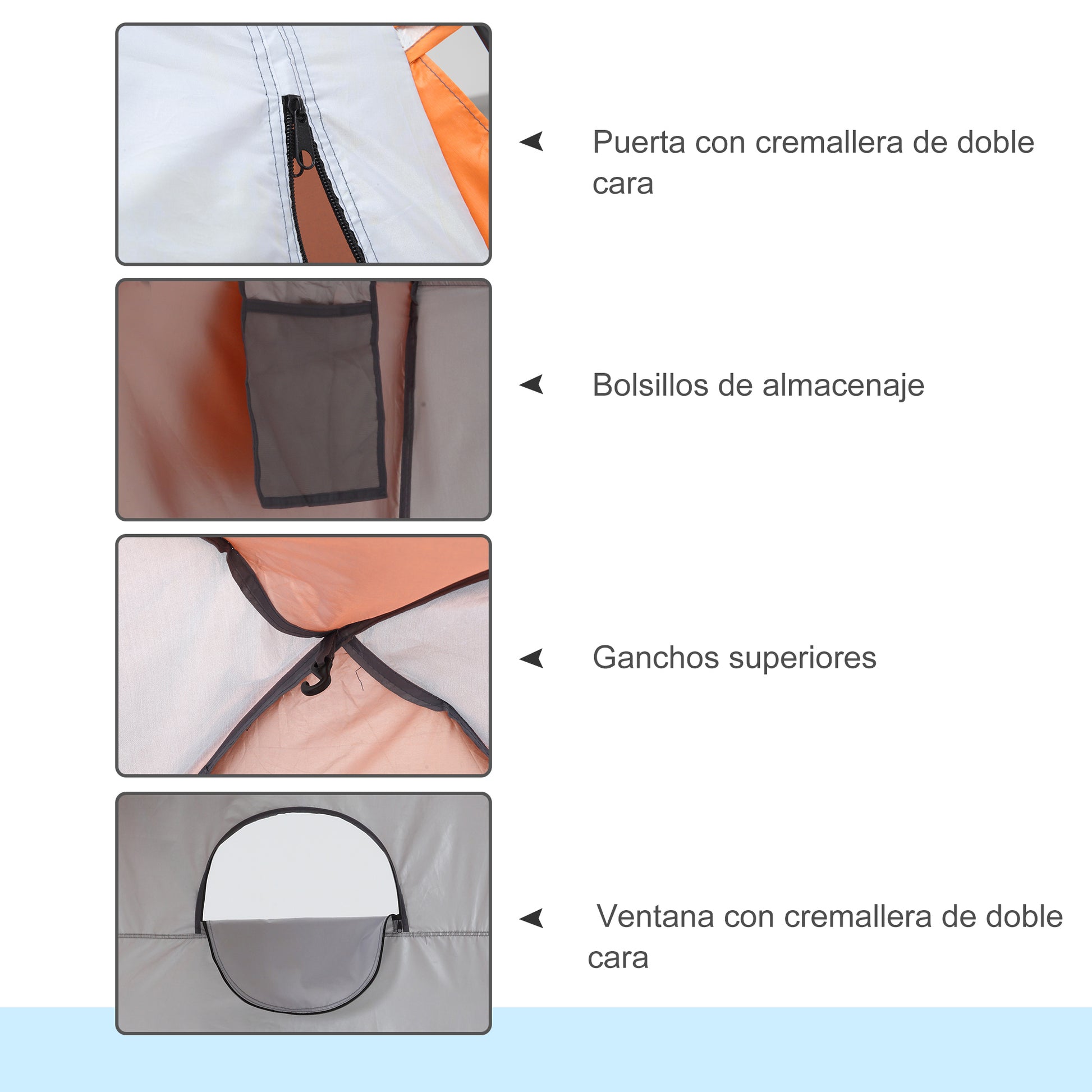 Portable Camping Shower Tent UV25+ Privacy Tent Instant Tent for Bathroom Dressing Room Toilet with Window Pocket and Carry Bag 123x121x198 cm Orange