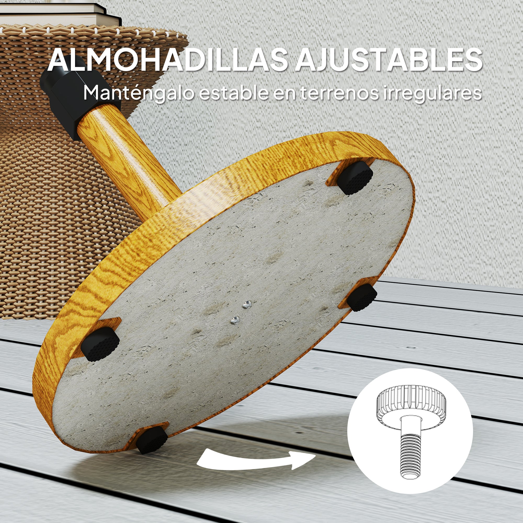 Round Umbrella Base Umbrella Stand with Adjustable Pads Cement-Filled 24.5 kg Weight for Natural Garden Terrace