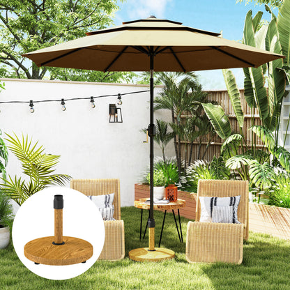 Round Umbrella Base Umbrella Stand with Adjustable Pads Cement-Filled 24.5 kg Weight for Natural Garden Terrace