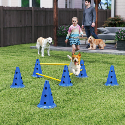 3-Piece Dog Agility Set with 6 Cones, 3 Adjustable Hurdles & Carry Bag